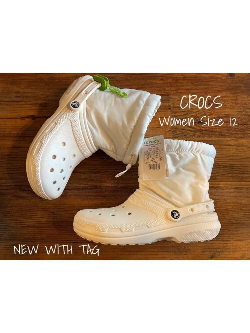 Crocs Puff Comfy Boots Classic Lined Neo White Women’s 12 Men’s 10 New with Tag
